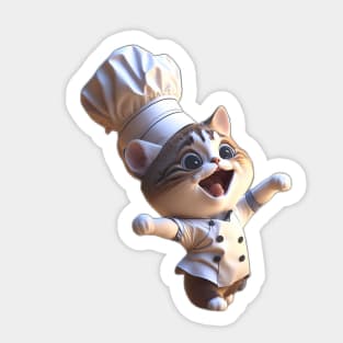 Joyful Chef Cat Dance in the Kitchen Sticker